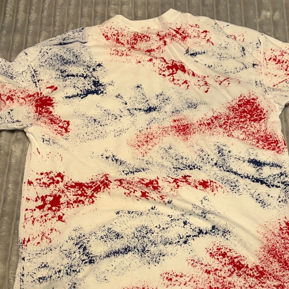 Driven Combatboots Splatter Short Sleeve Tee - White, Red, and Blue - Picture 3 of 3
